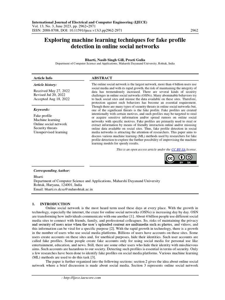 Machine Learning for Fake Profile Detection | PDF | Phishing | Malware