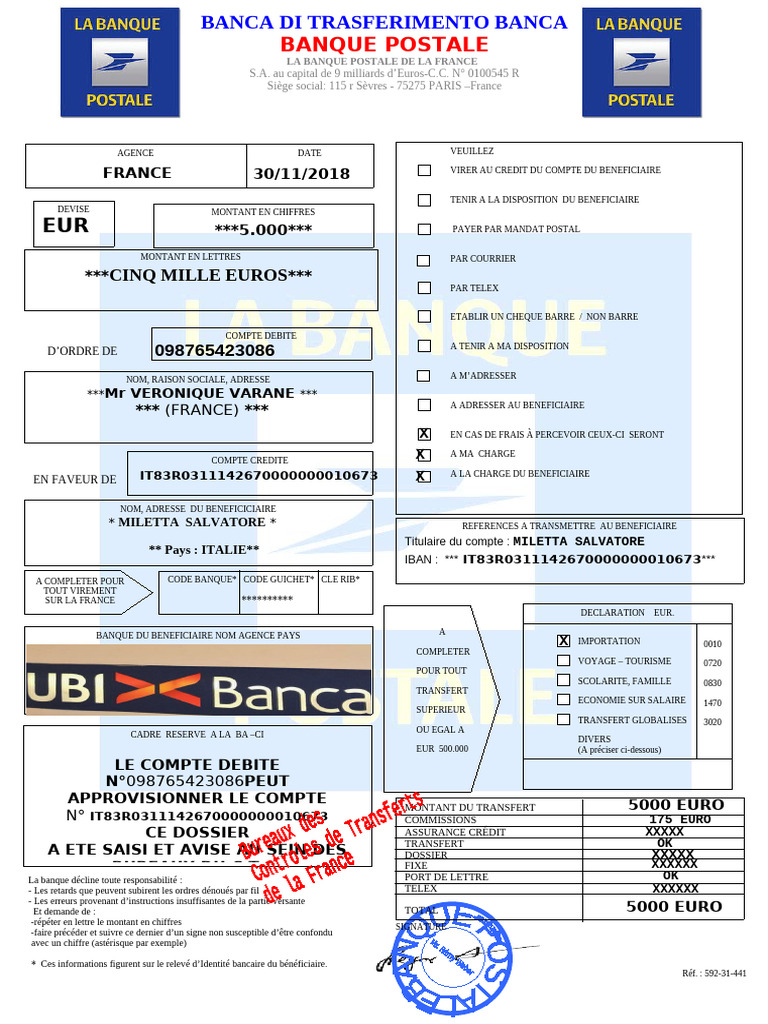 Transfert de fonds de 5000 EUR en France | PDF | Banques | Économie