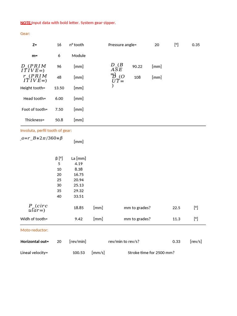 Involute Gear Specifications and Profile | PDF