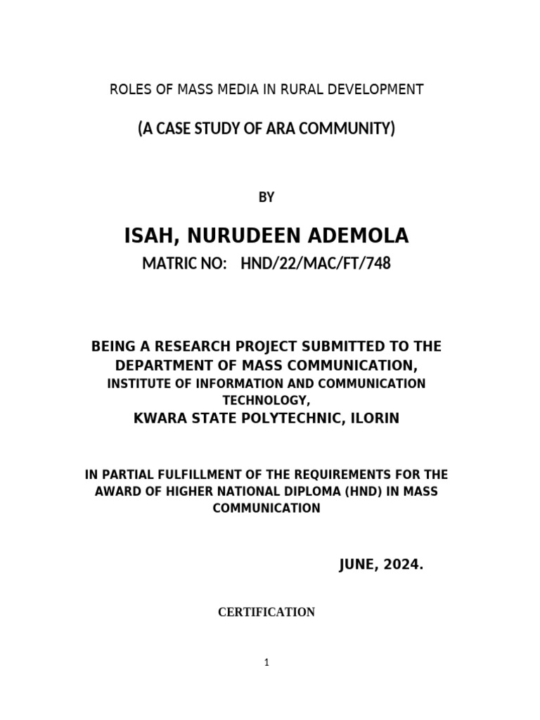 Mass Media's Role in Rural Development | PDF | Theory | Agriculture