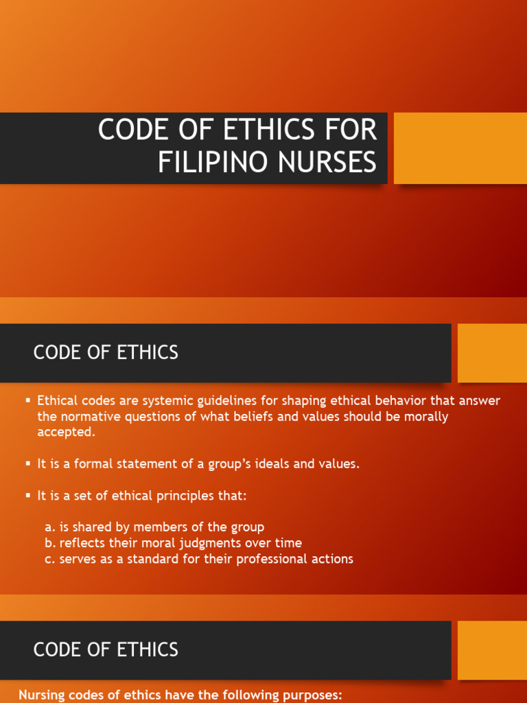 LEC16+CODE+OF+ETHICS+FOR+FILIPINO+NURSES+Part+2 (1) | PDF | Nursing ...
