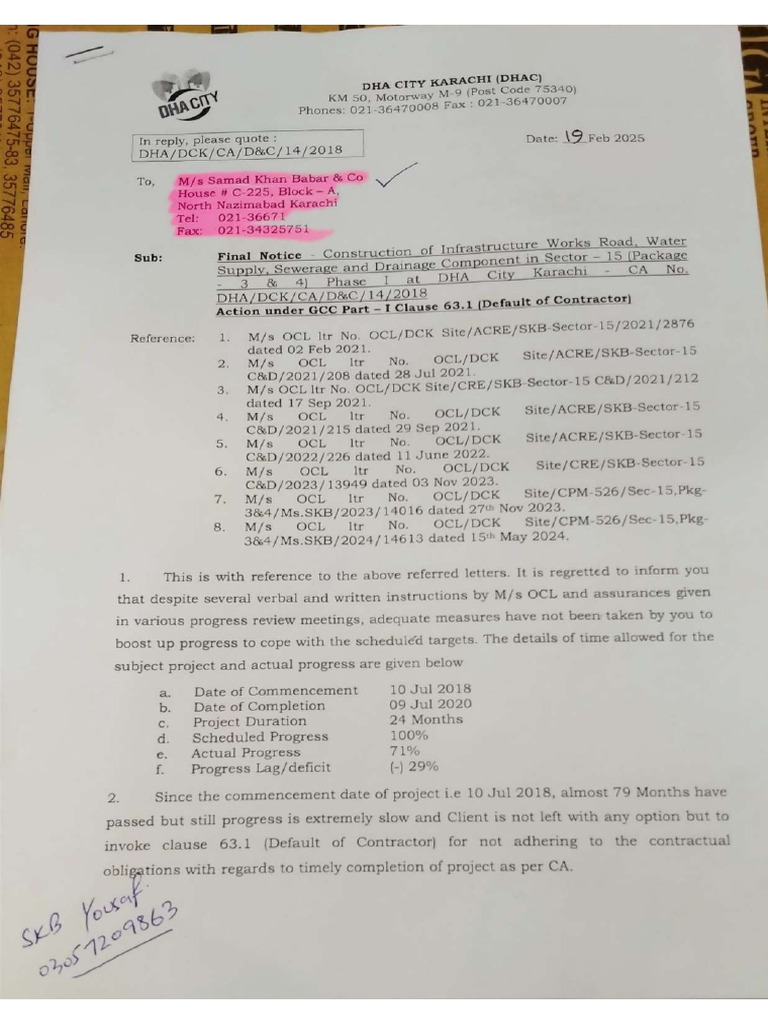 Sector 15 (Project Cancel) Terminate, Stop, Final Notice | PDF