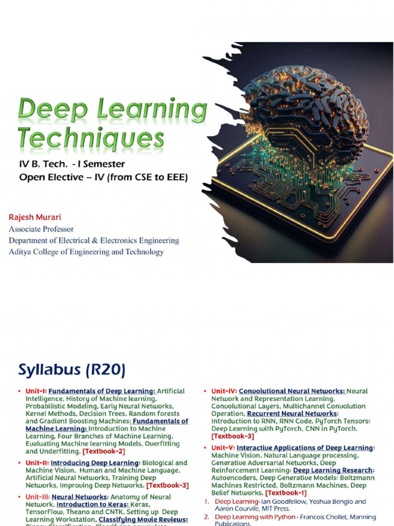 Deep Learning Techniques - Slides (Unit-I) | PDF