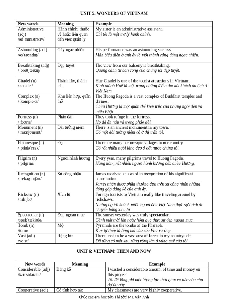 UNIT 5 6 Vocabulary | PDF