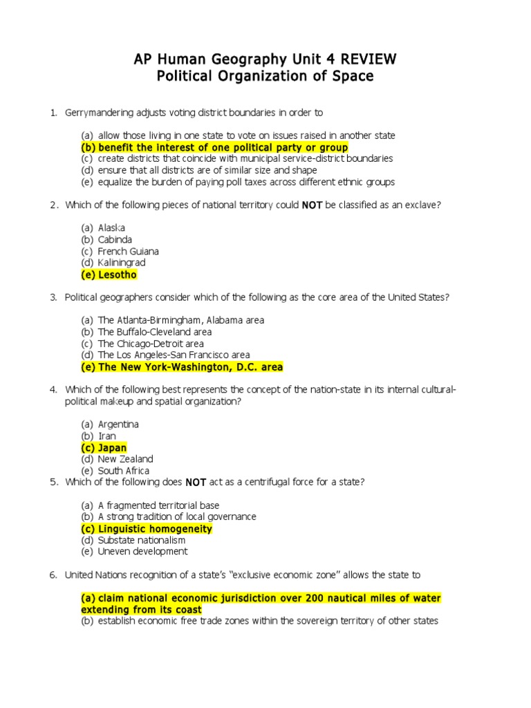 AP Human Geo Unit 4 Review Devolution Nation State