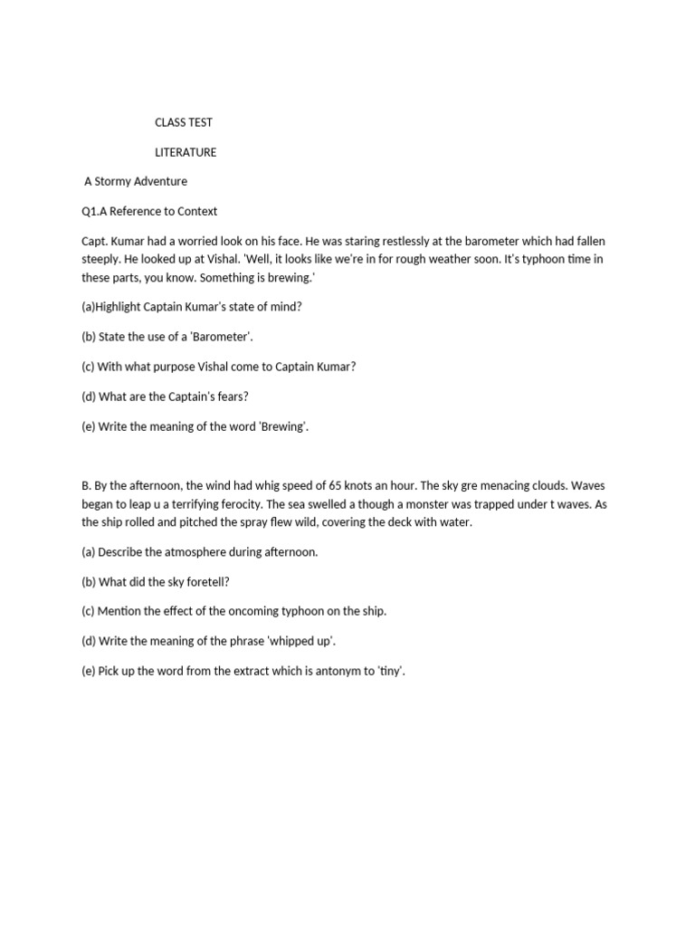 Literature Test for Students | PDF