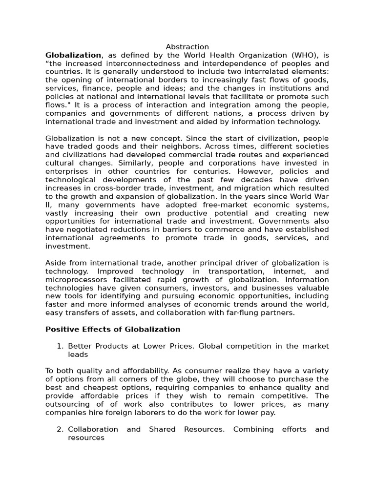 Effects of Globalization Explained | PDF | Climate Change | Sustainability