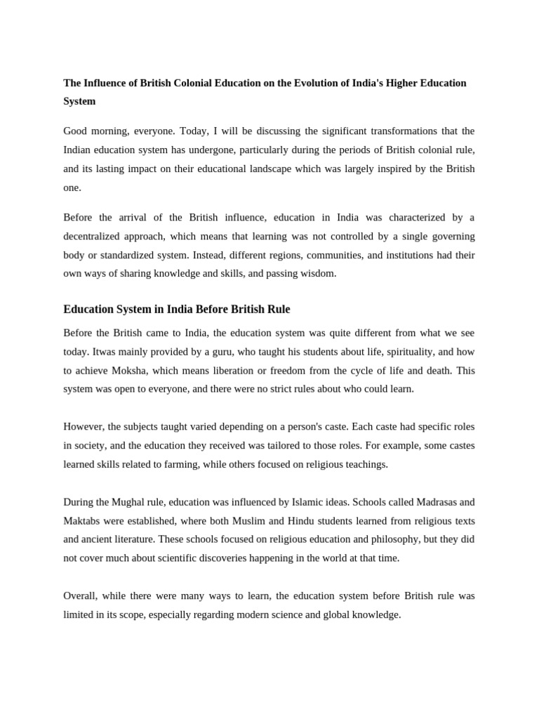 The Evolution of Indian Higher Education | PDF | British Raj | British ...