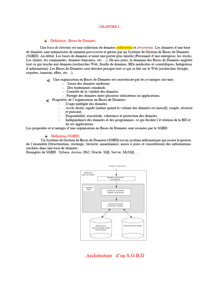 Introduction aux Bases de Données et SGBD | PDF | Bases de données | SQL