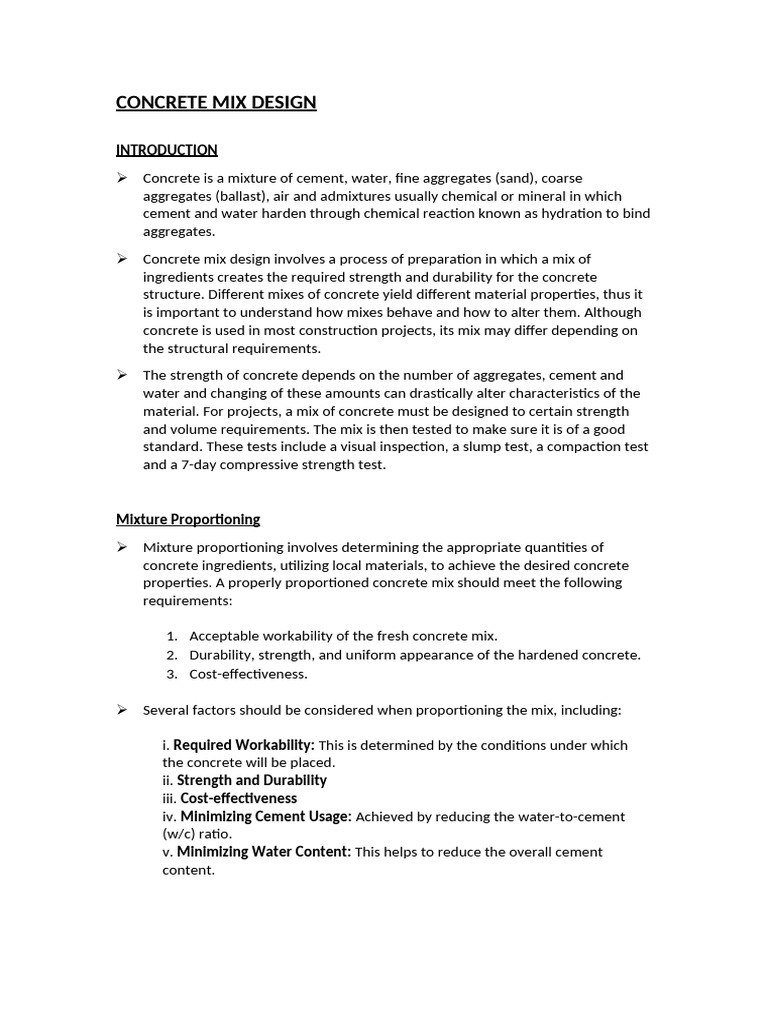 Concrete Mix Design Process Explained | PDF | Concrete | Building Materials