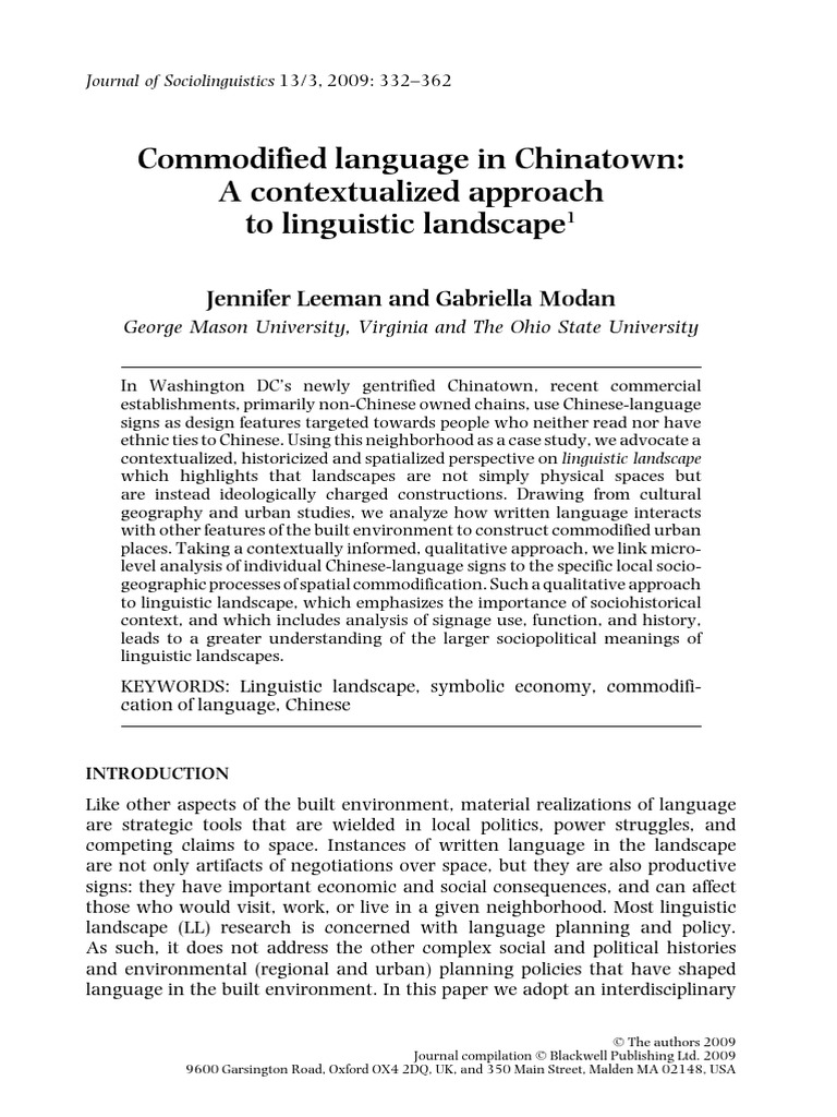 Commodified Language in DC's Chinatown | PDF | Space | Landscape
