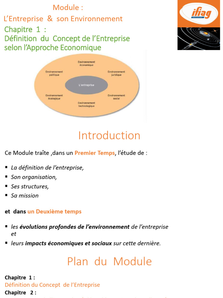 Définition de l'Entreprise et Environnement | PDF | Business | Économie