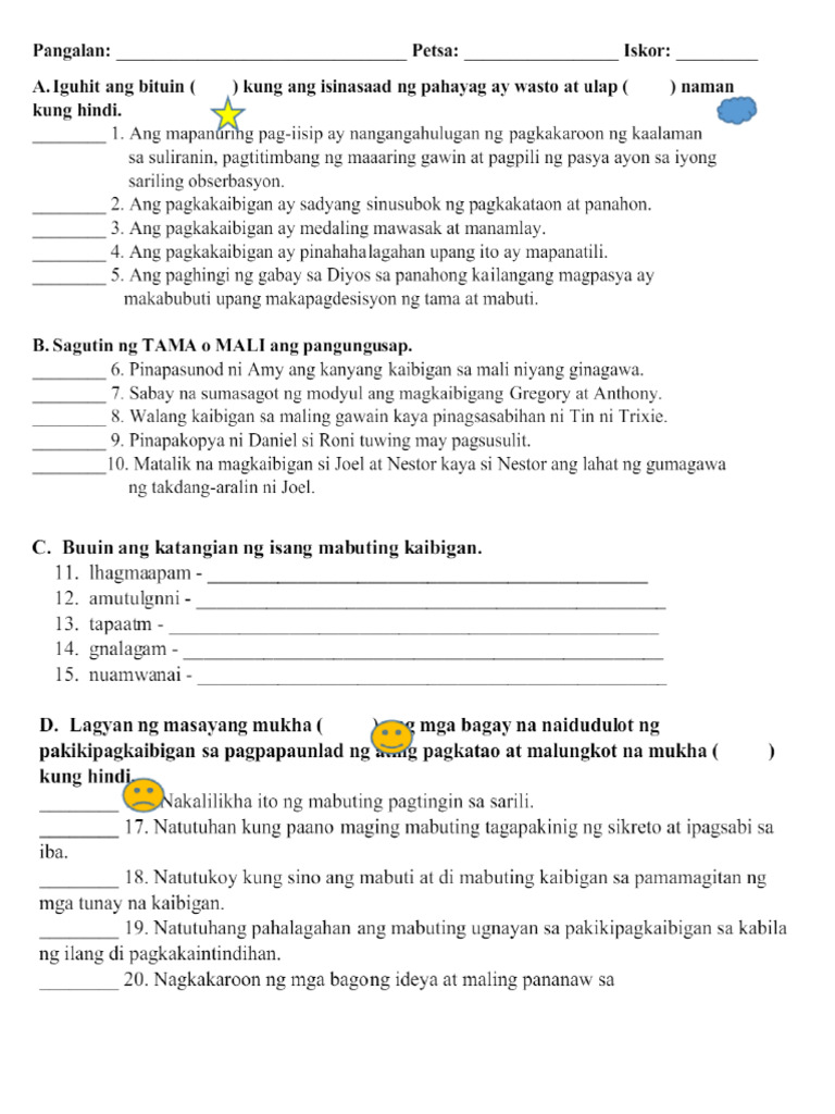 Esp Activity Sheet 4 | PDF
