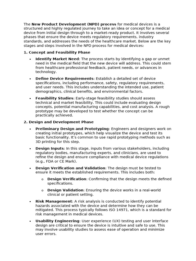 Medical Device NPD Process Overview | PDF | Medical Device ...