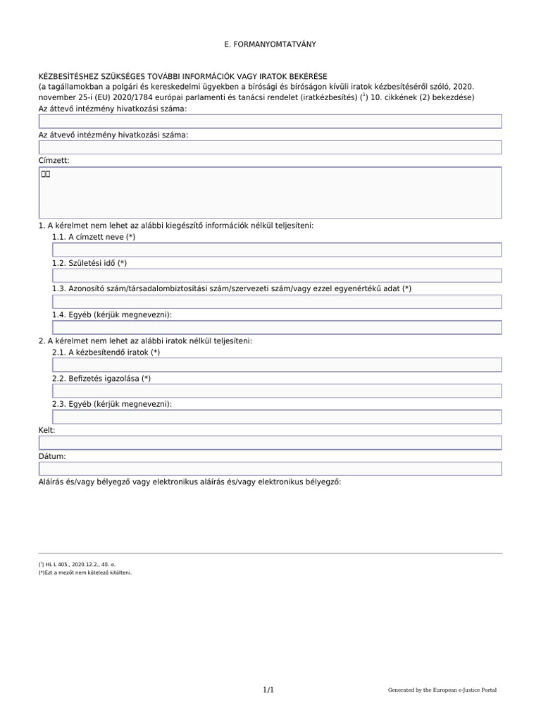 HL L 405., 2020.12.2., 40. O. ( ) Ezt A Mezőt Nem Kötelező Kitölteni | PDF