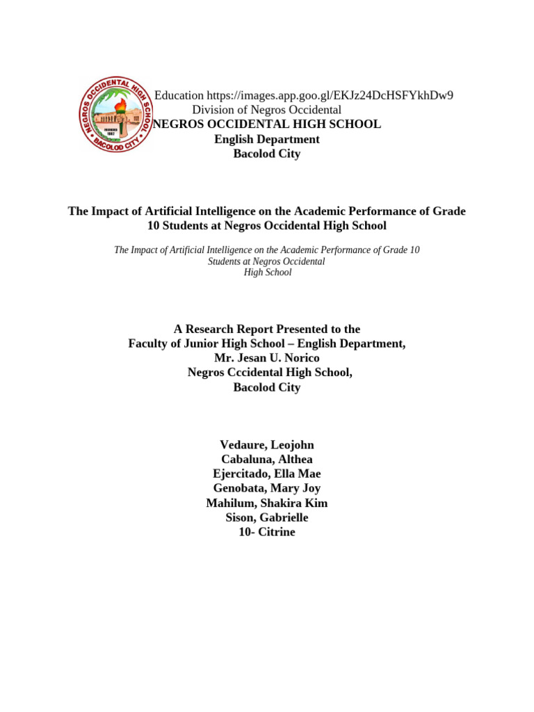 Research Report Grade 10 PT1and 2 Template | PDF | Intelligence (AI ...
