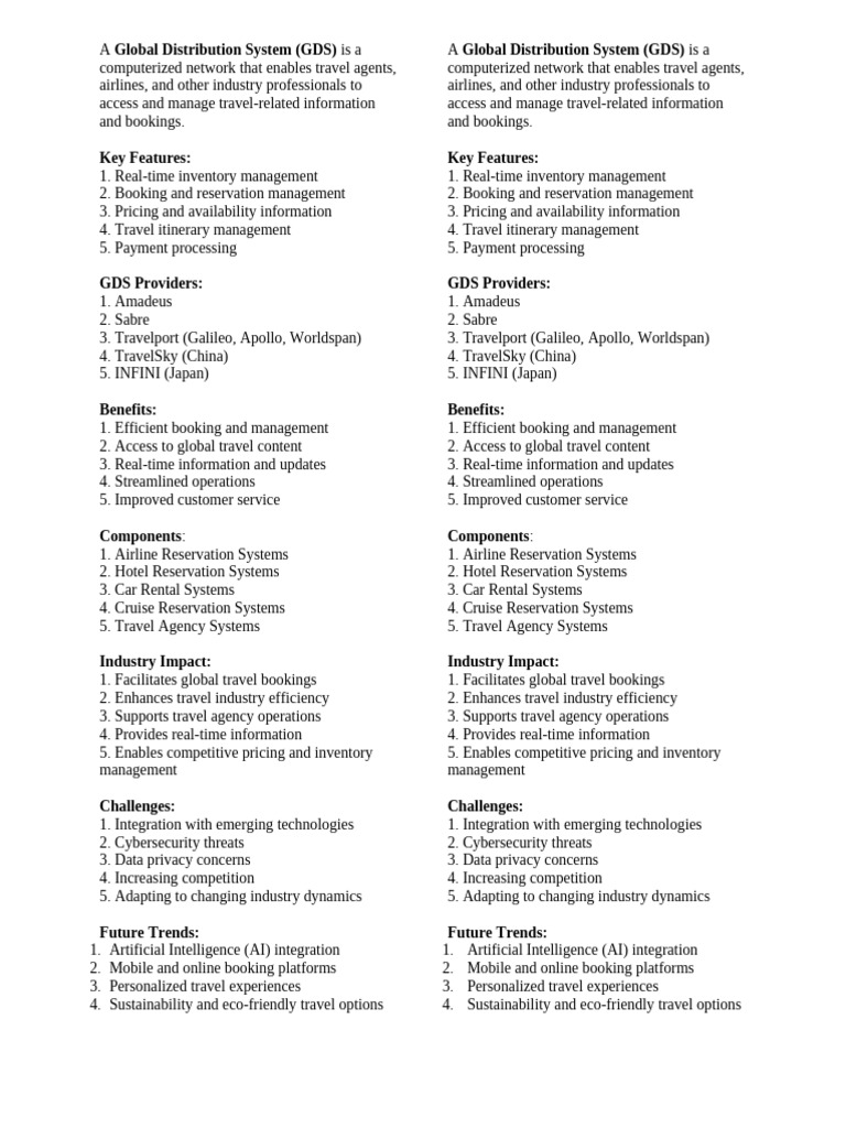 Global Distribution System Overview | PDF | Travel Agency | Systems ...