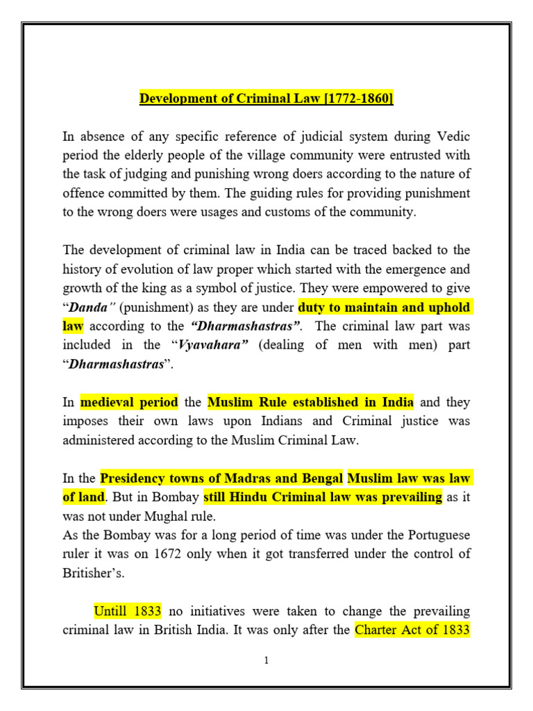 Evolution of Criminal Law in India | PDF | Criminal Law | British Raj