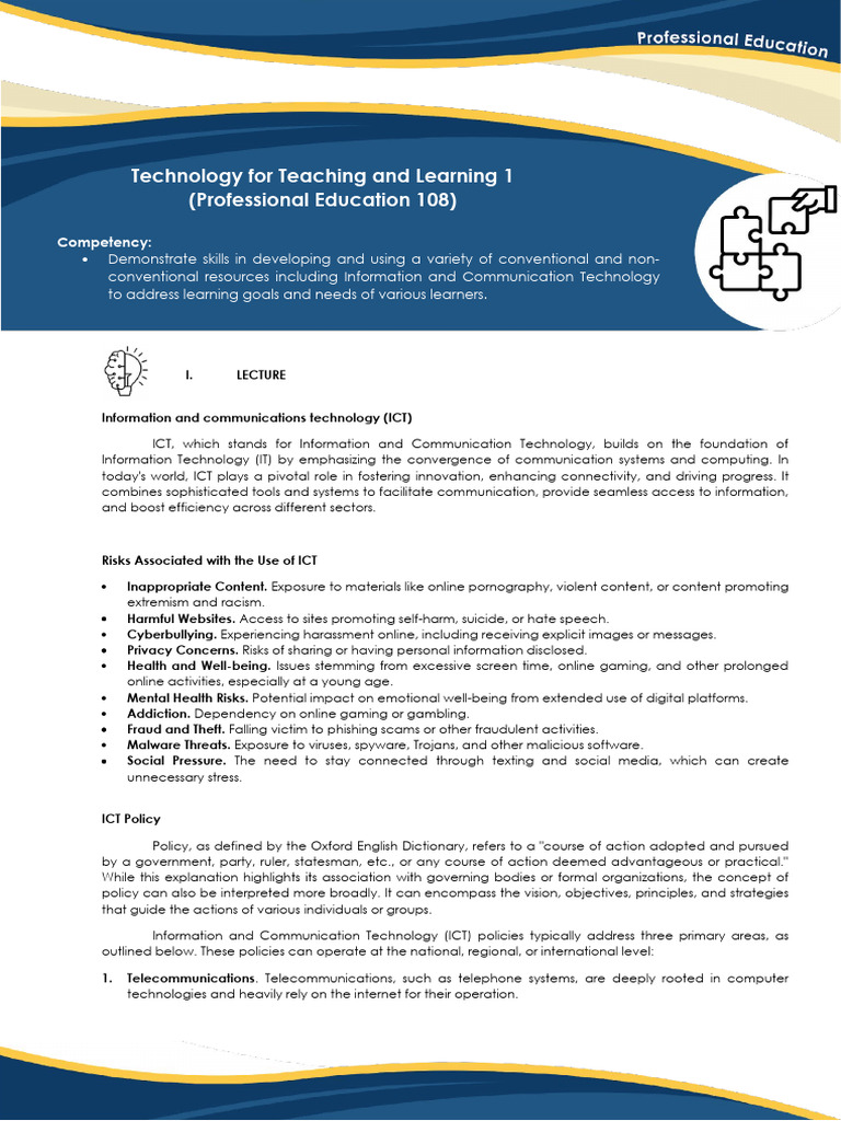 Understanding ICT: Risks and Policies | PDF | Educational Technology ...