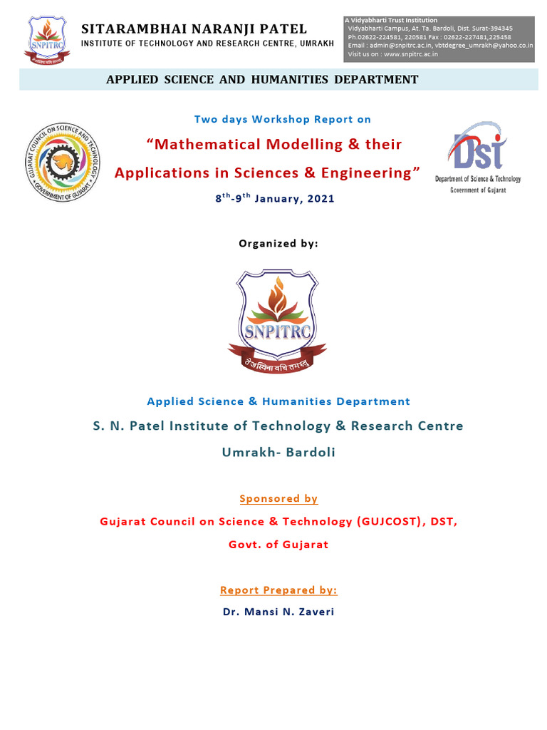 Mathematical Modelling Workshop Report | PDF | Equations | Mathematics