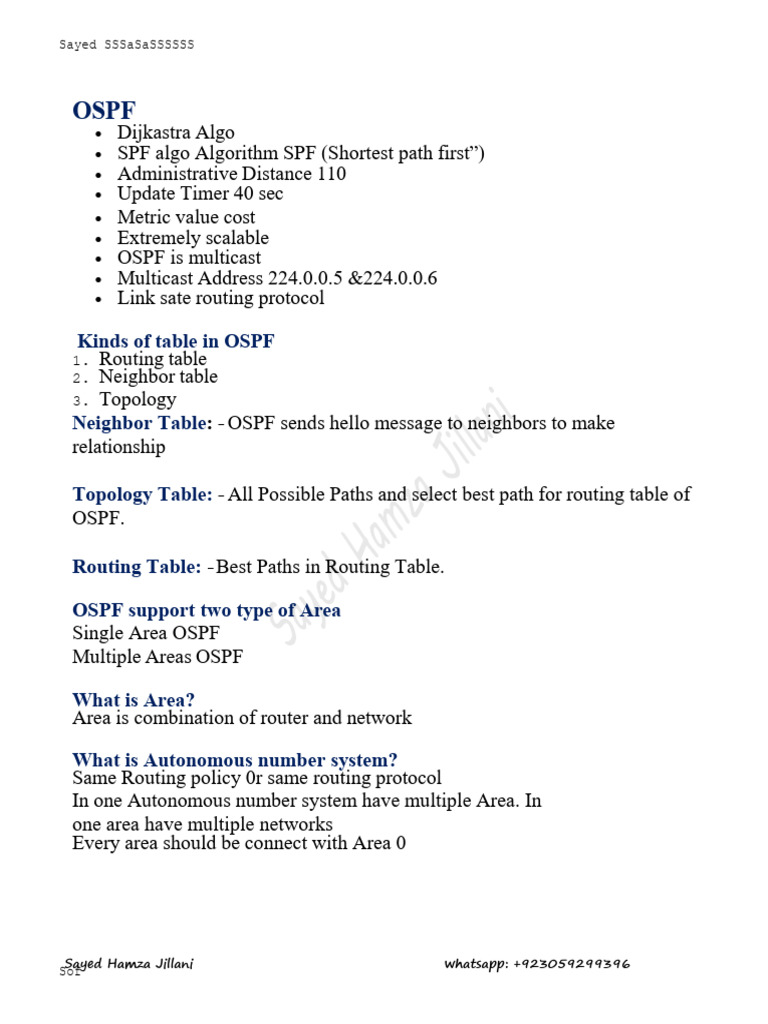 Kinds of Table in OSPF Neighbor Table Topology Table: Routing Table ...