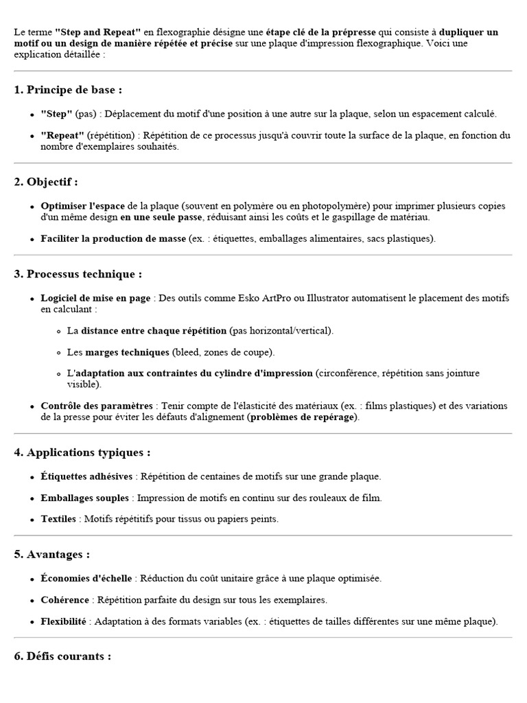Définition du Step and Repeat en flexographie | PDF | Plastique ...