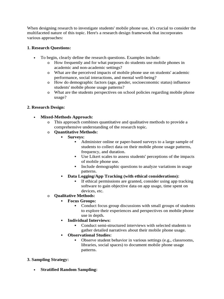 Research Framework for Student Mobile Use | PDF | Focus Group | Data