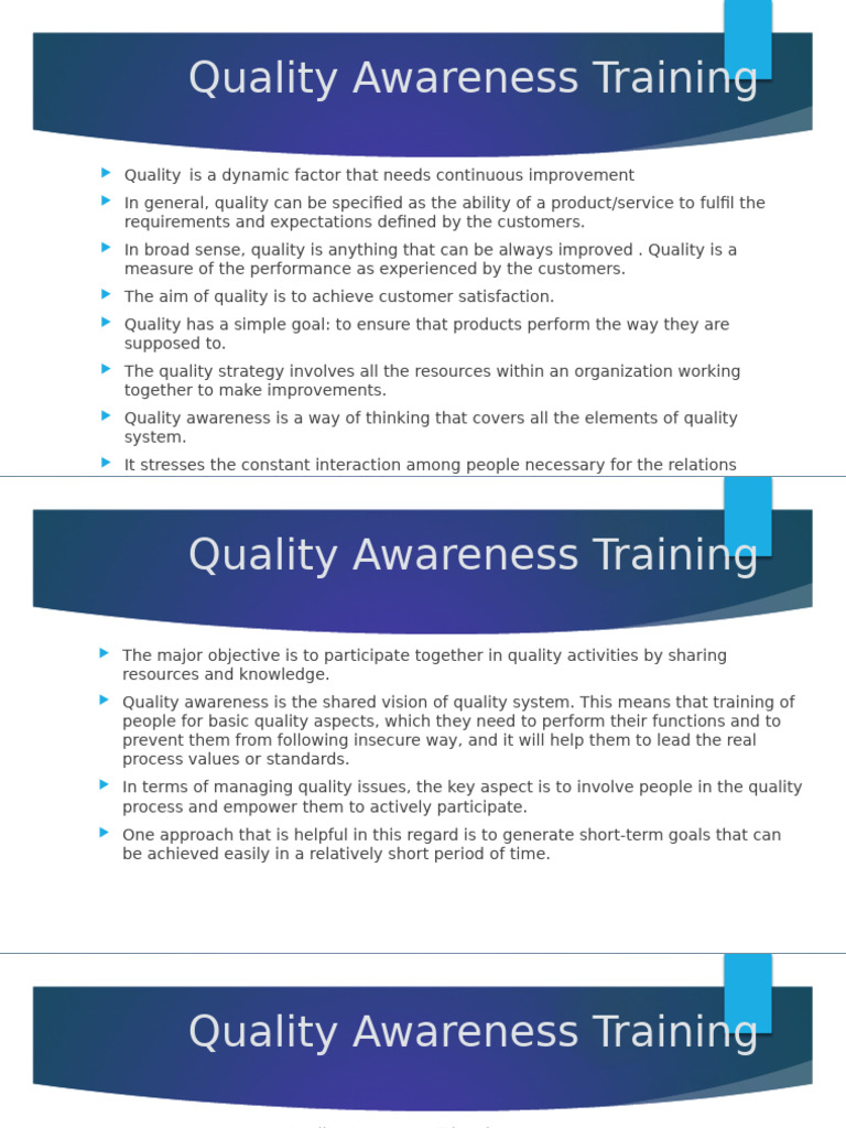Quality Awareness Training Overview | PDF | Awareness | Communication