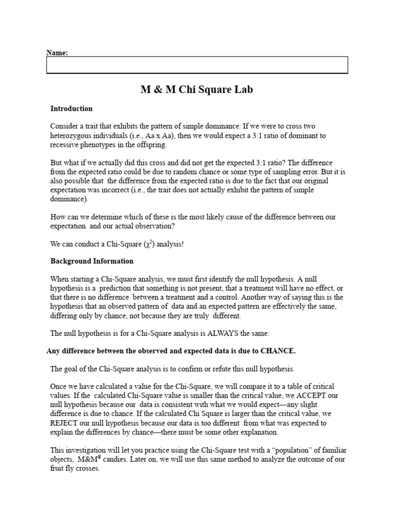 Keya's Copy of M+M Chi Square Lab | PDF | Chi Squared Test | Hypothesis