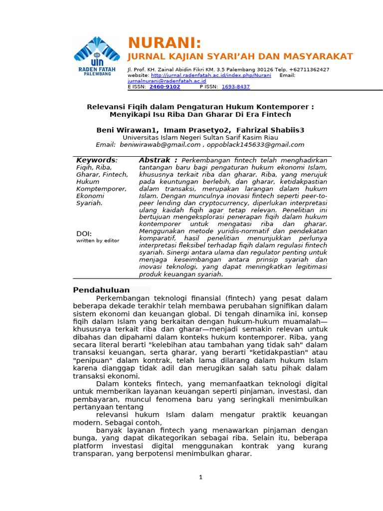 Fiqih, Riba, dan Gharar dalam Fintech | PDF