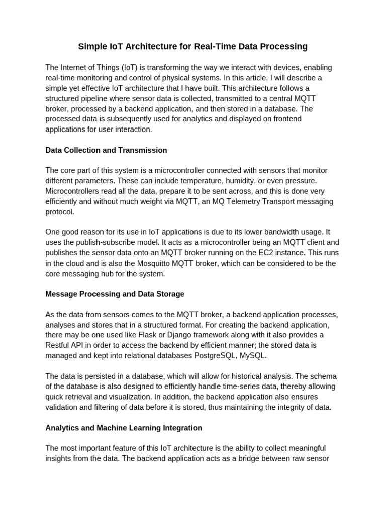 IoT Architecture for Real-Time Analytics | PDF | Internet Of Things ...
