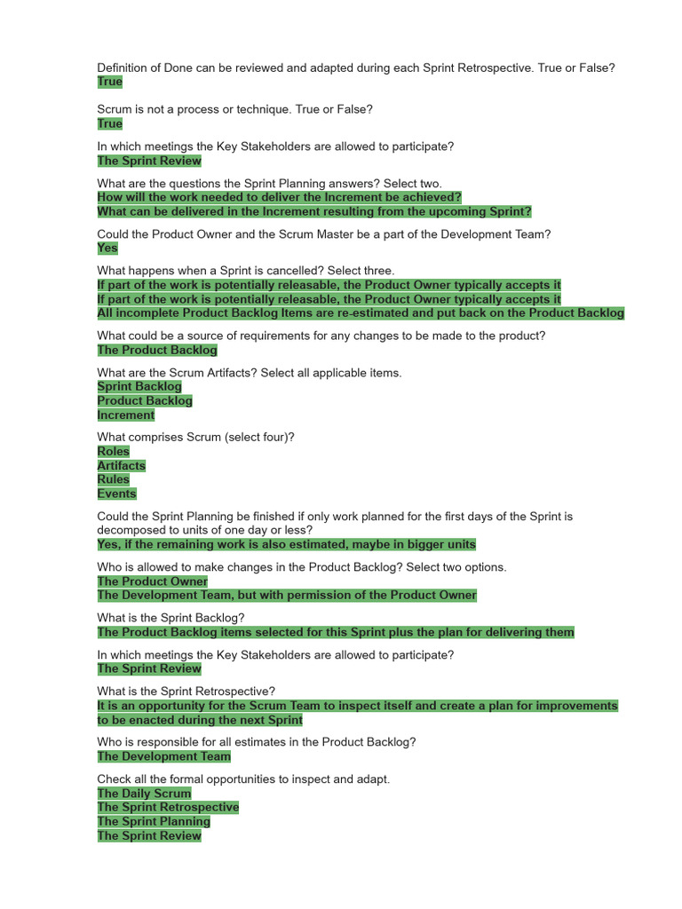 PSM1 ответы | PDF | Scrum (Software Development) | Agile Software ...