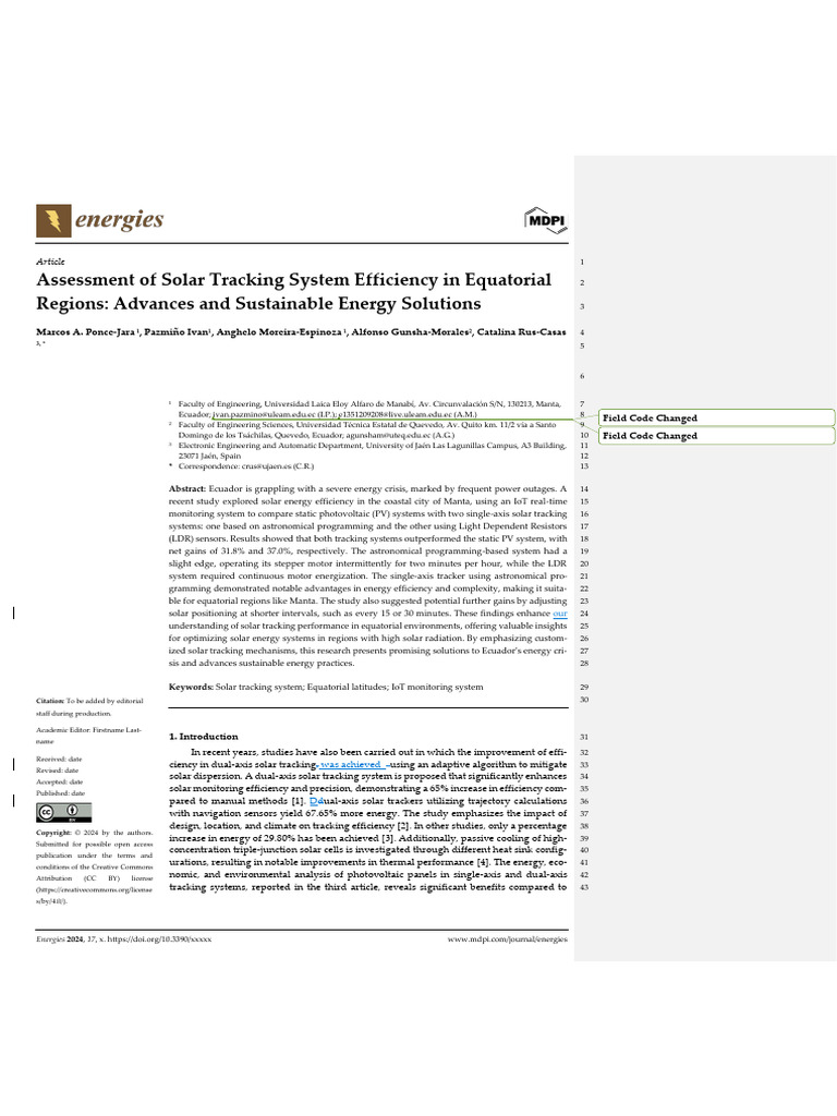 Energies 3077802 Peer Review r2 | PDF | Photovoltaics | Photovoltaic System