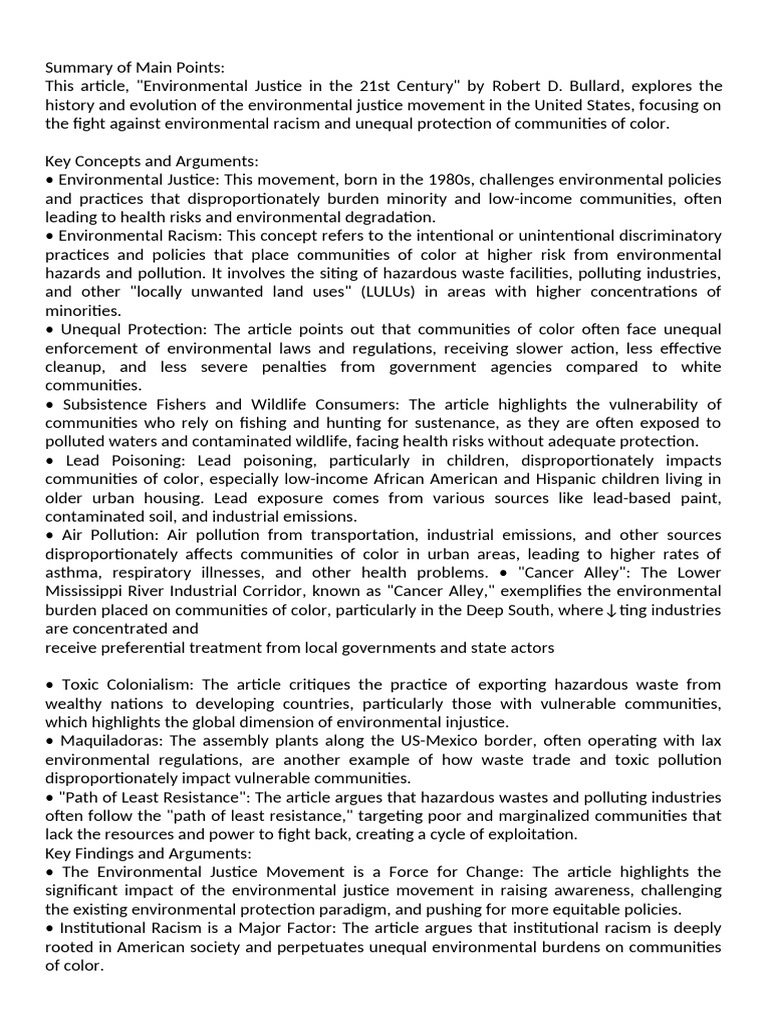 Environmental Justice and Racism Explained | PDF | Air Pollution ...