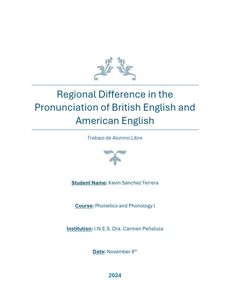 Regional Difference in The Pronunciation of British English and ...