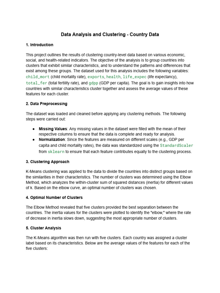 UnsupervisedML Project - Country Cluster Analysis | PDF | Cluster ...
