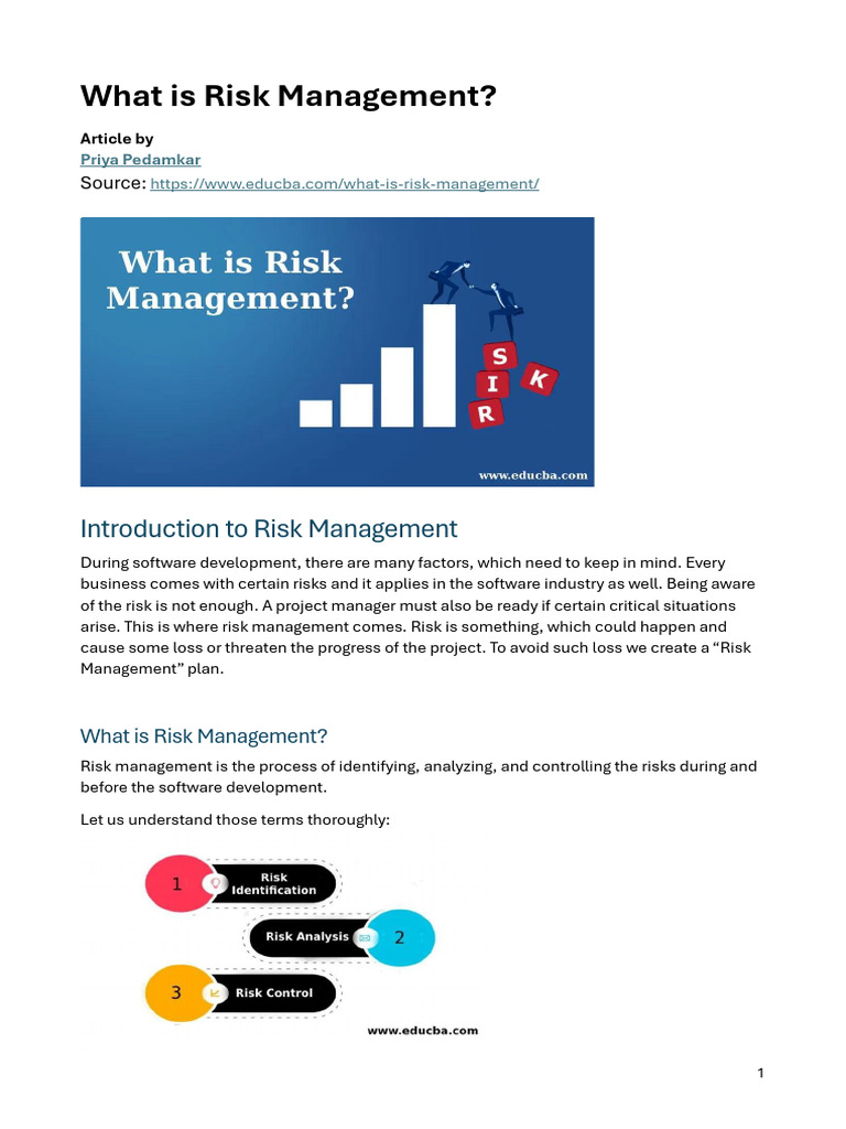Understanding Risk Management in Software Development | PDF | Risk ...