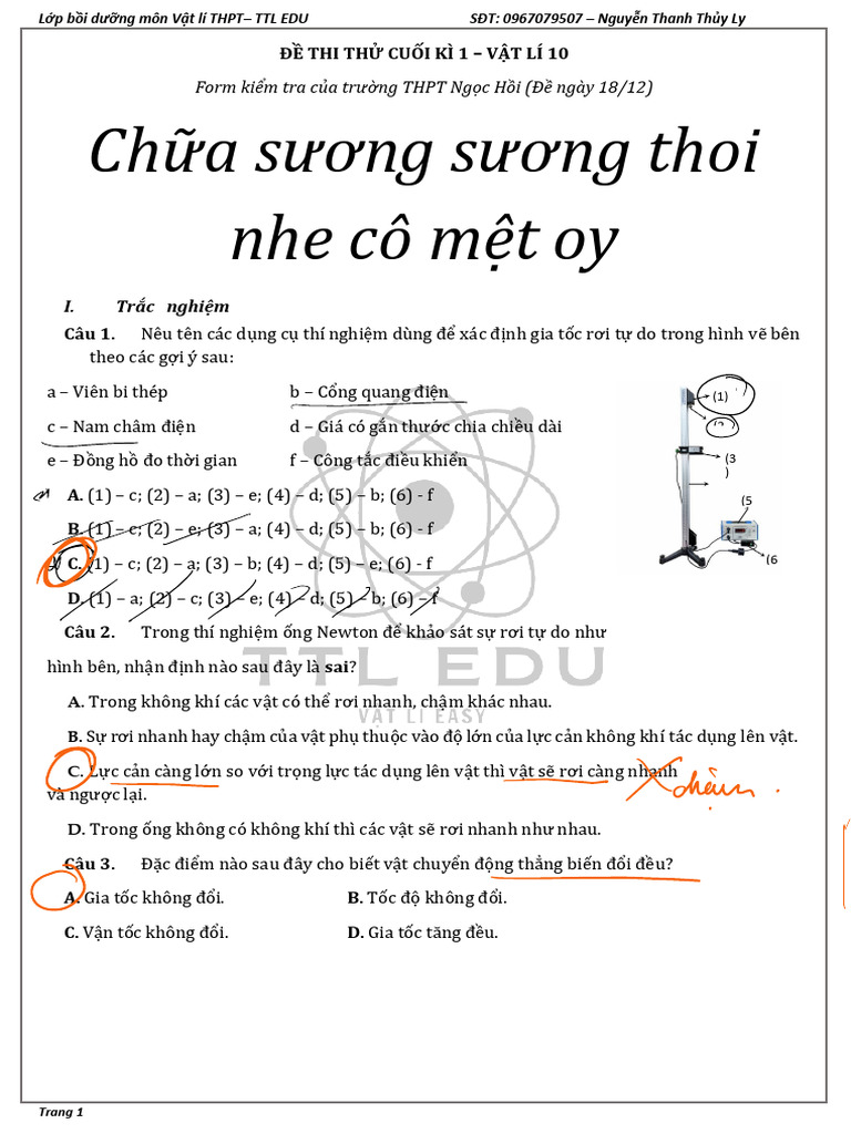 CHỮA ĐỀ THI THỬ HỌC KÌ 1 Đề 3 NH | PDF