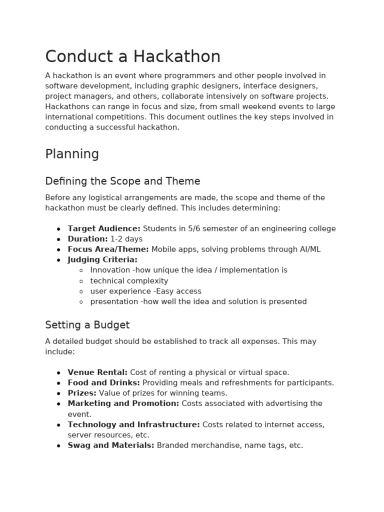 Conduct A Hackathon | PDF | Internet | Mentorship