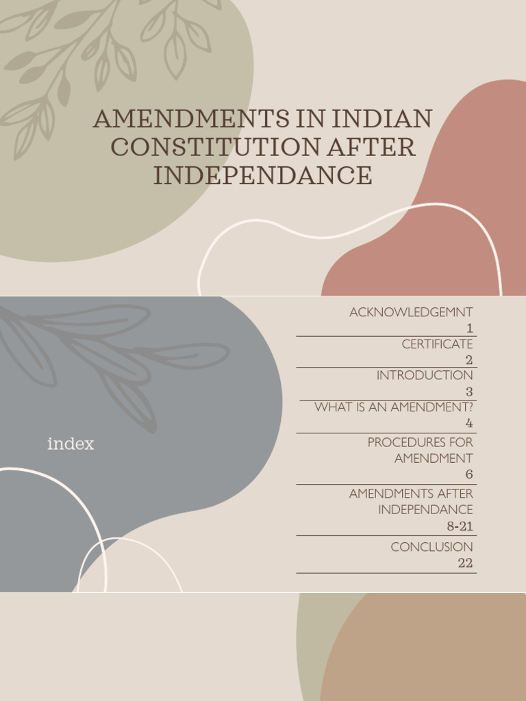 Amendments to the Indian Constitution | PDF | Constitutional Amendment ...
