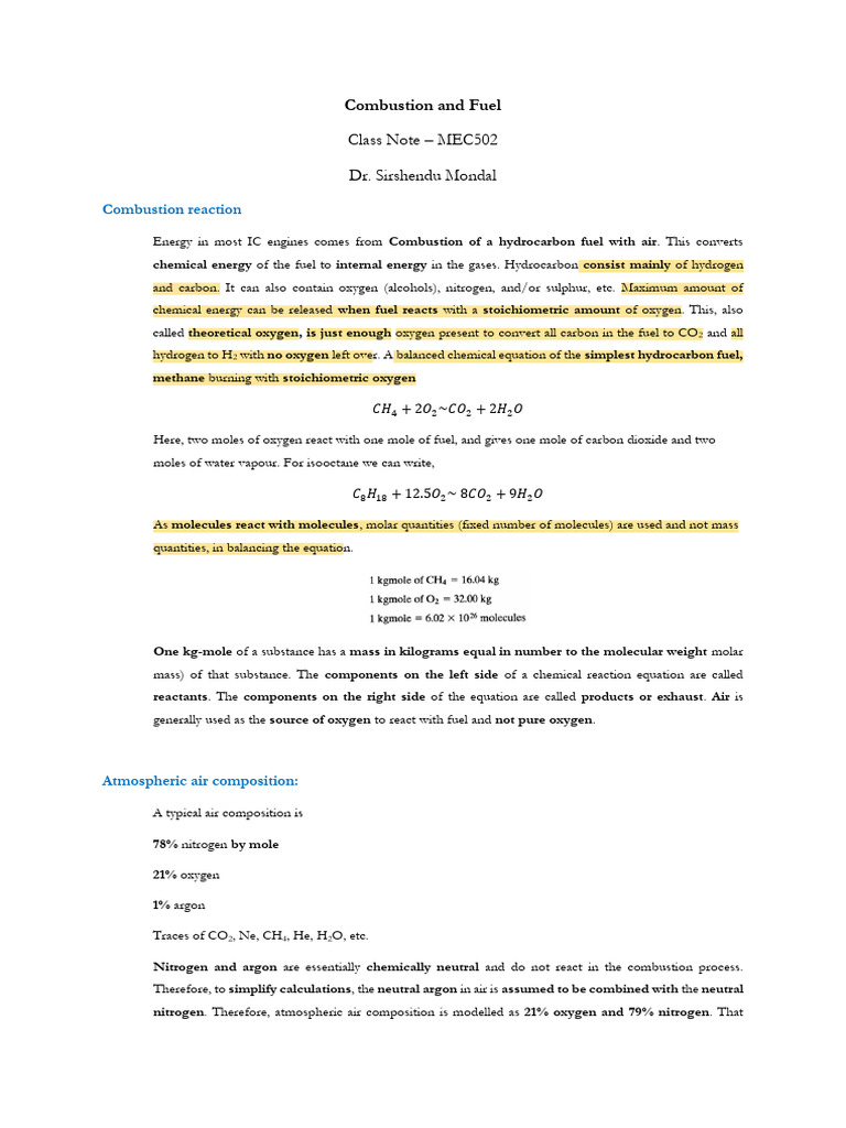 Combustion Fundamentals in IC Engines | PDF | Combustion | Diesel Engine