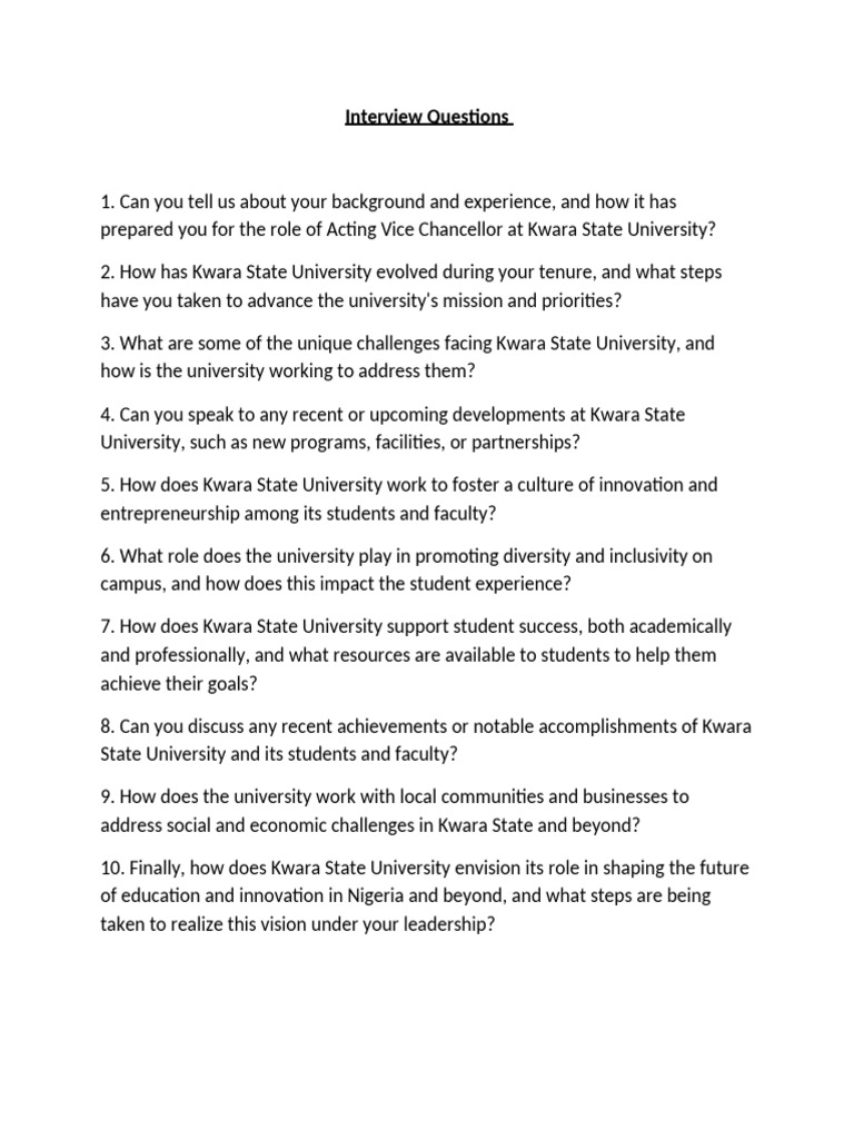Vice Chancellor Interview Insights | PDF