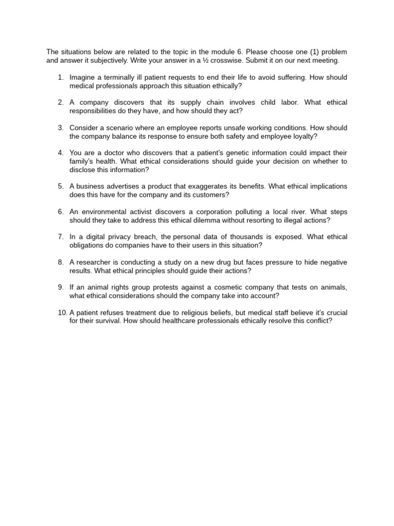 Ethical Dilemmas in Healthcare and Business | PDF