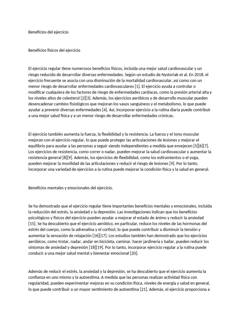 Beneficios del ejercicio para la salud | PDF | Enfermedades ...