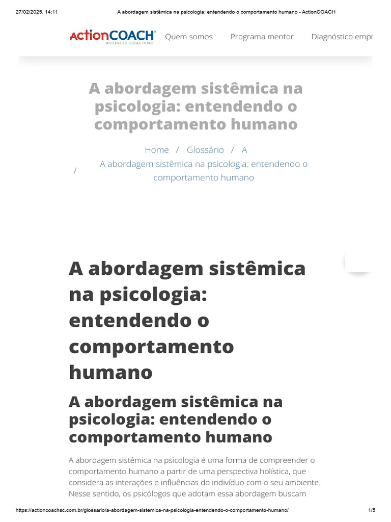 A Abordagem Sistêmica Na Psicologia | PDF | Psicologia | Teoria dos ...
