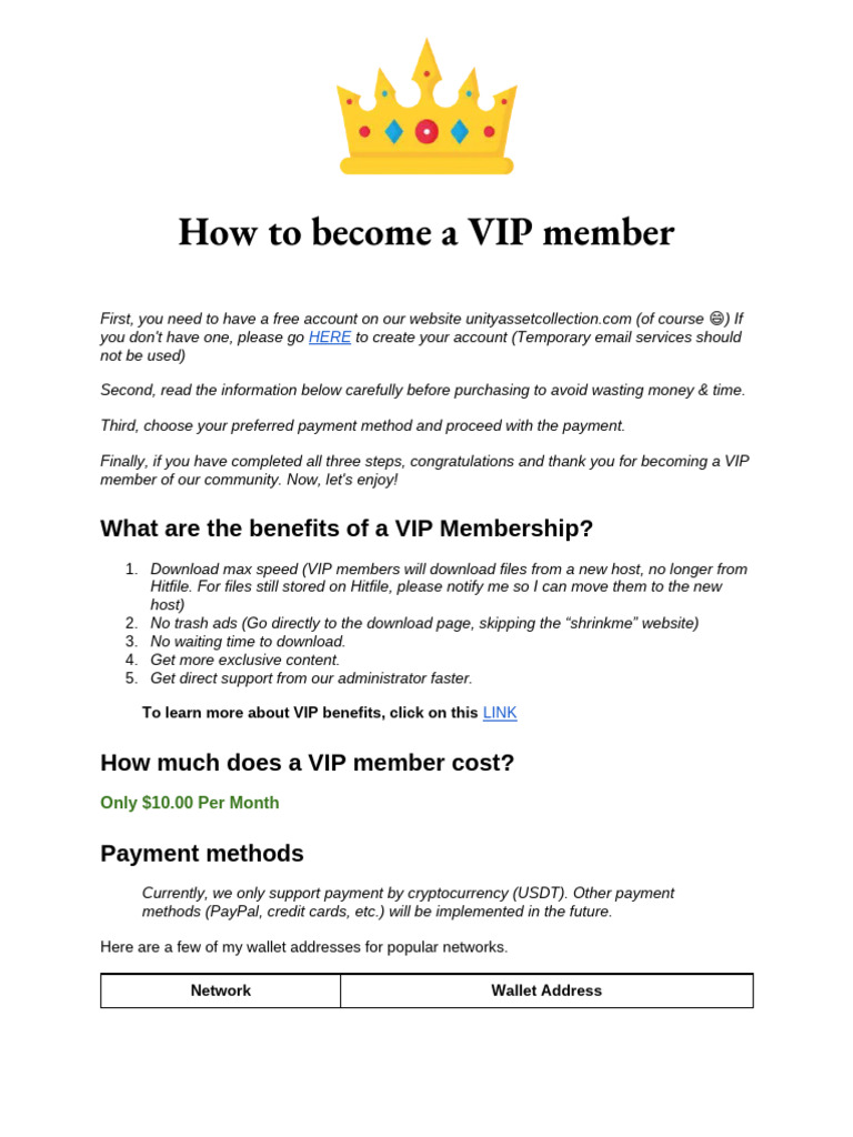 VIP Membership Guide & Benefits | PDF | Bitcoin | Payments