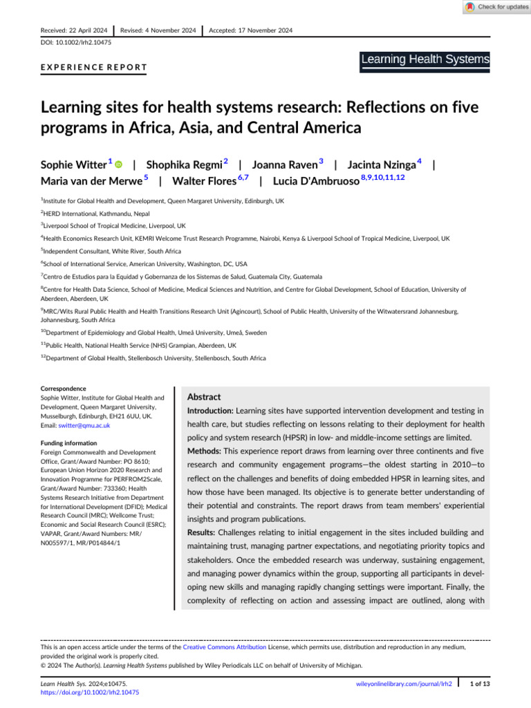 Learning Health Systems - 2024 | PDF | Psychological Resilience ...