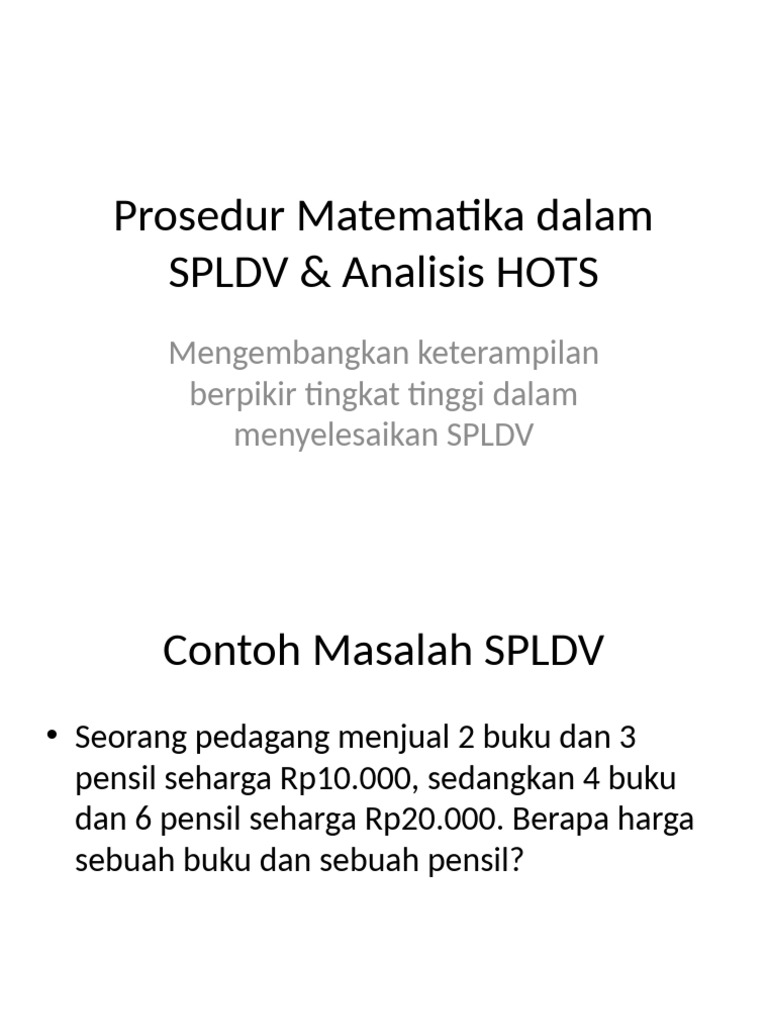 SPLDV HOTS Presentation | PDF