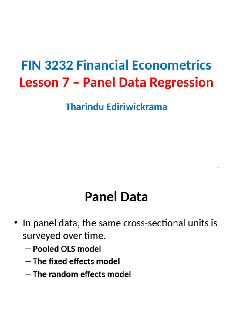 Panel Data Regression Techniques Explained | PDF | Fixed Effects Model ...