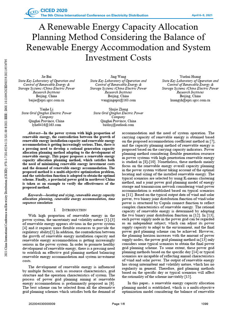 Renewable Energy Capacity Planning Method | PDF | Wind Power ...